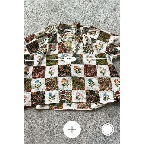 NWOT Olivia James floral patchwork top, Lrg $118, G11 - Picture 4 of 6